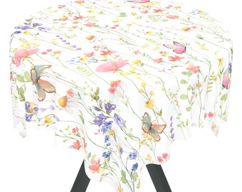 Wildflower Meadow Tablecloth With Wild Flower And Butterfly Wild Flower Country Style Table Linen Wildflower Table Gift For Wildflower Lover