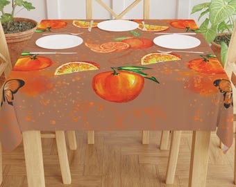 Citrus Orange Tablecloth Orange Fruit Tablecloth Citrus Table Decor Citrus Party Tableware Orange Fruit Linen For Country Farmhouse Table