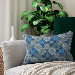 Portuguese Blue And White Tile Lumbar Pillow Mediterenean Throw Pillow Portuguese Room Decor Azulejo Cushion Portuguese Home Decor Accent