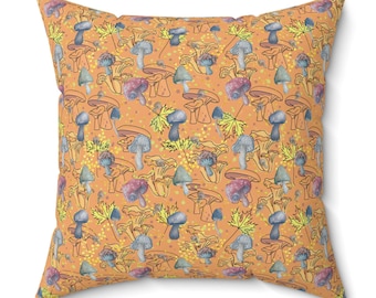 Mushroom Floral Throw Pillow Mushroom Cushion Mushroom Room Decorative Accent Pillow Cottage Core Home Decor Mushroom Core Mushroom Gift