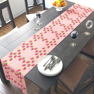 Table Runner Strawberry Summer Fruit Theme Table Runner Stawberry Table Linen Strawberry Picnic Harvest Holiday Event Table Decor  Gift