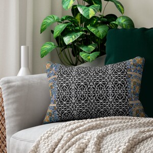 Mediterranean Tiled Lumbar Pillow Mediterranean Throw Pillow Tile Pattern Cushion Mediterranean Room Decorative Accent Mediterranean Decor