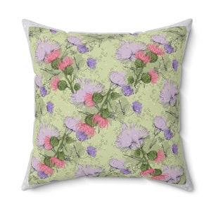 Thistle Floral Throw Pillow Thistle Theme Decorative Accent Cushion Thistle Scottish Home Decor Thistle Scotland Gift Wildflower Decor Gift