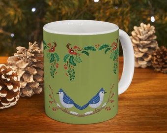Christmas Robin Mug Robin Ceramic Coffee Mug Christmas Gift Robin Bird Christmas Present Robin Bird Lover Gift Unique Robin Bird Mug Present
