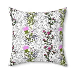 Thistle Floral Throw Pillow Thistle Theme Decorative Accent Cushion Thistle Scottish Home Decor Thistle Scotland Gift Wildflower Decor Gift