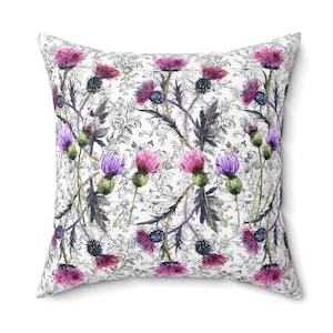 Thistle Floral Throw Pillow Thistle Theme Decorative Accent Cushion Thistle Scottish Home Decor Thistle Scotland Gift Wildflower Decor Gift