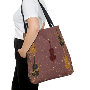 Cello Music Print Tote Bag Cello Theme Handbag Cello Travel Tote Cello Music Teacher Student Book Bag Gift Cello Unique Gift Music Lover