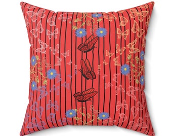 Butterfly Pillow Butterfly Throw Pillow Butterfly Sofa Cushion Butterfly Home Decor Butterfly Toss Pillow Butterfly Lover Gift Square Pillow
