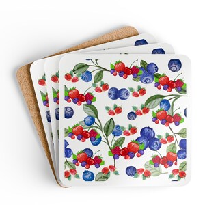 Blueberry Coaster Strawberry Drink Coaster Cherry Tablemat Cherry Placemat Raspberry Placemat  Summer fruit Table Decor Summer Table Gift