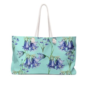 Bluebell Weekender Bag Bluebell Flower Beach Tote Bag Bluebell Floral Luxury Holiday Picnic Weekend Tote Bluebell Cute Women Travel Bag