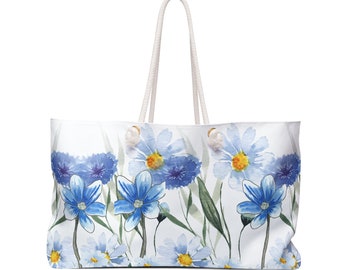 Daisy Weekender Bag Daisy Beach Tote Bag Daisy Floral Luxury Holiday Weekend Tote Daisy Women Travel Bag Daisy Nautical Bag With Rope Handle