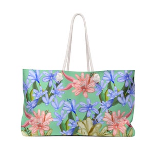 Agapanthus Weekender Bag Agapanthus Spring Summer Beach Tote Bag Agapanthus Floral Luxury Holiday Picnic Weekend Tote Agapanthus Travel Bag