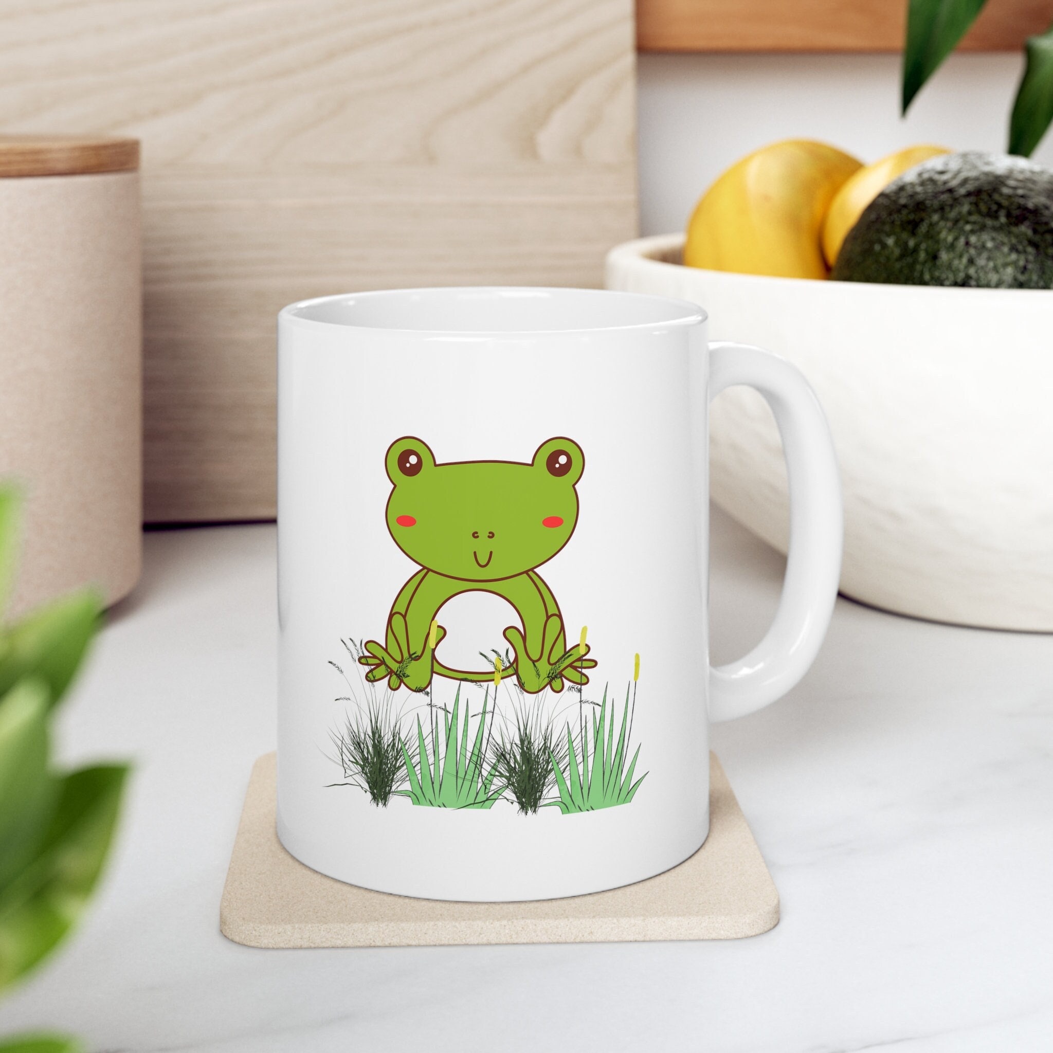 Green Frog Mug - 11 ounce Ceramic Coffee/Tea Mug | RuthieZArt