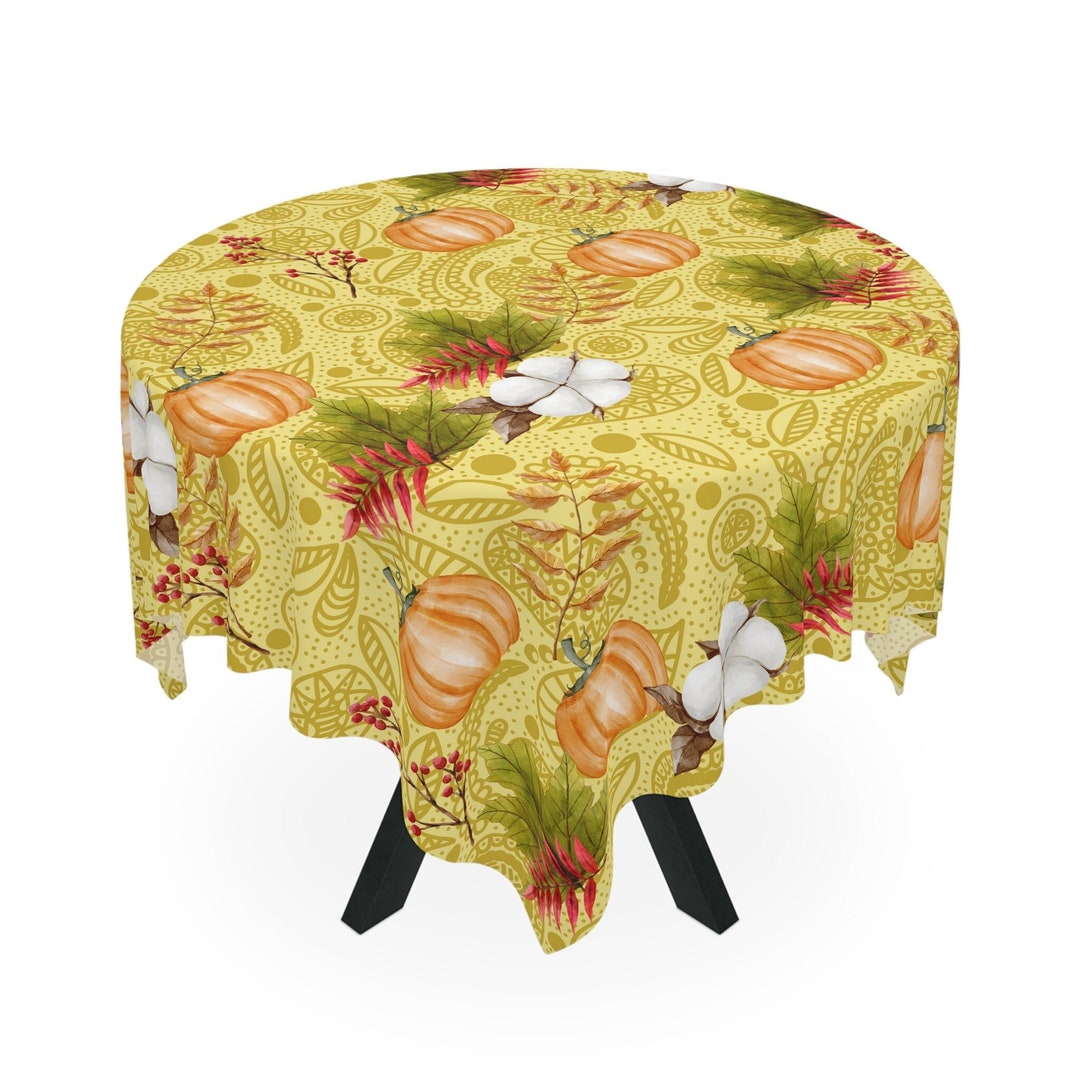 Harvest Pumpkin Tablecloth Fall Table Cloth Autumn Leaves Tablecloth