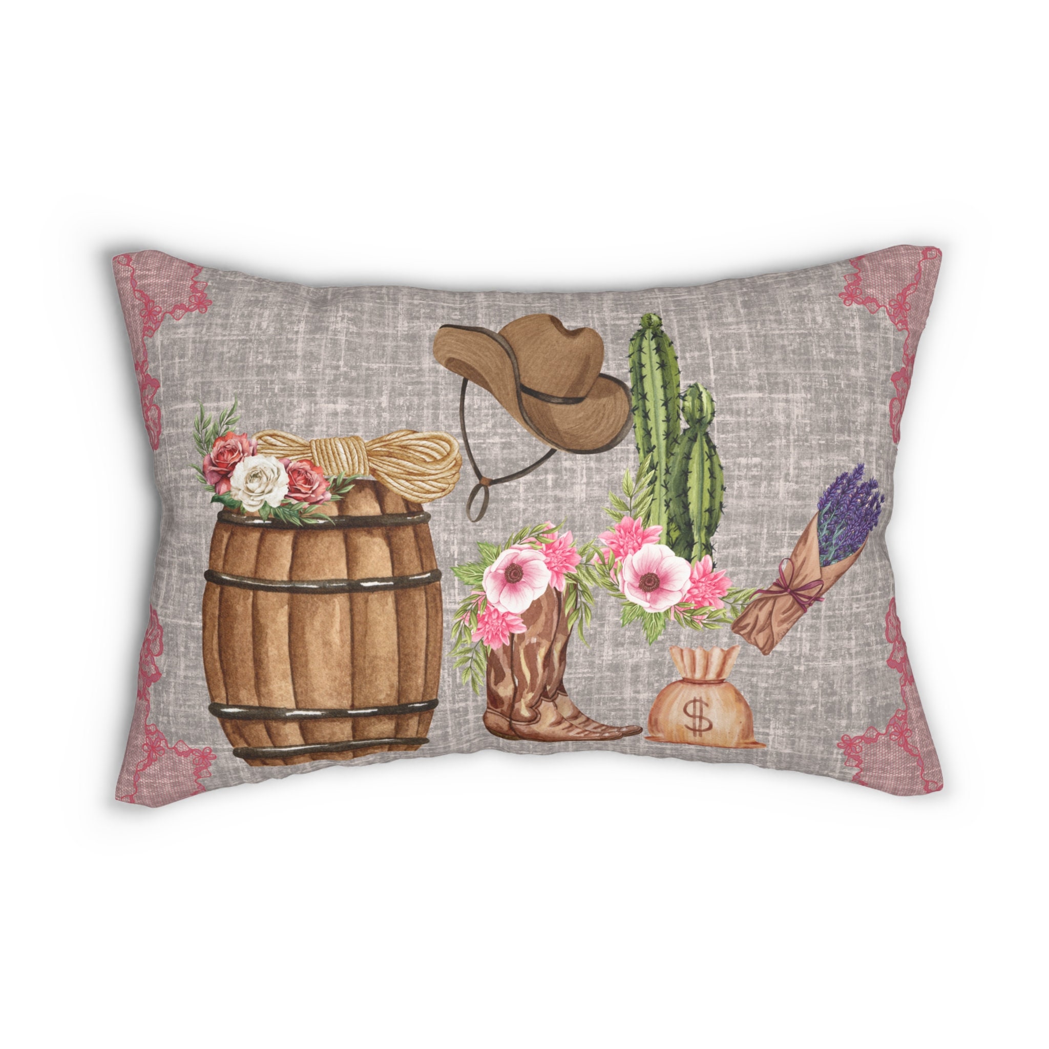 Cowboy Pillows Western Country Style Lumbar Pillow Rodeo Etsy