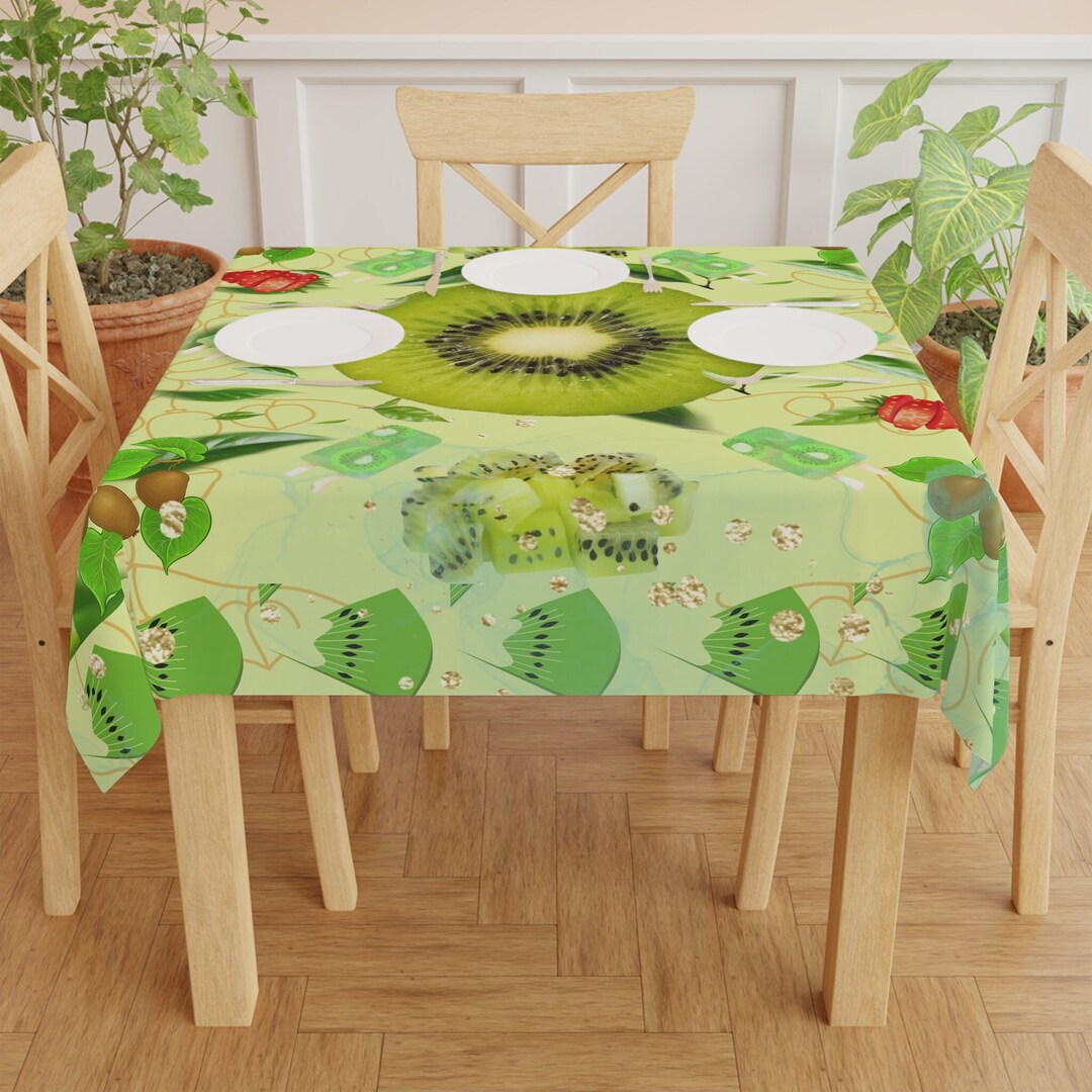 Kiwi Fruit Print Tablecloth Kiwi Cream Table Cloth Kiwi Fruit Etsy