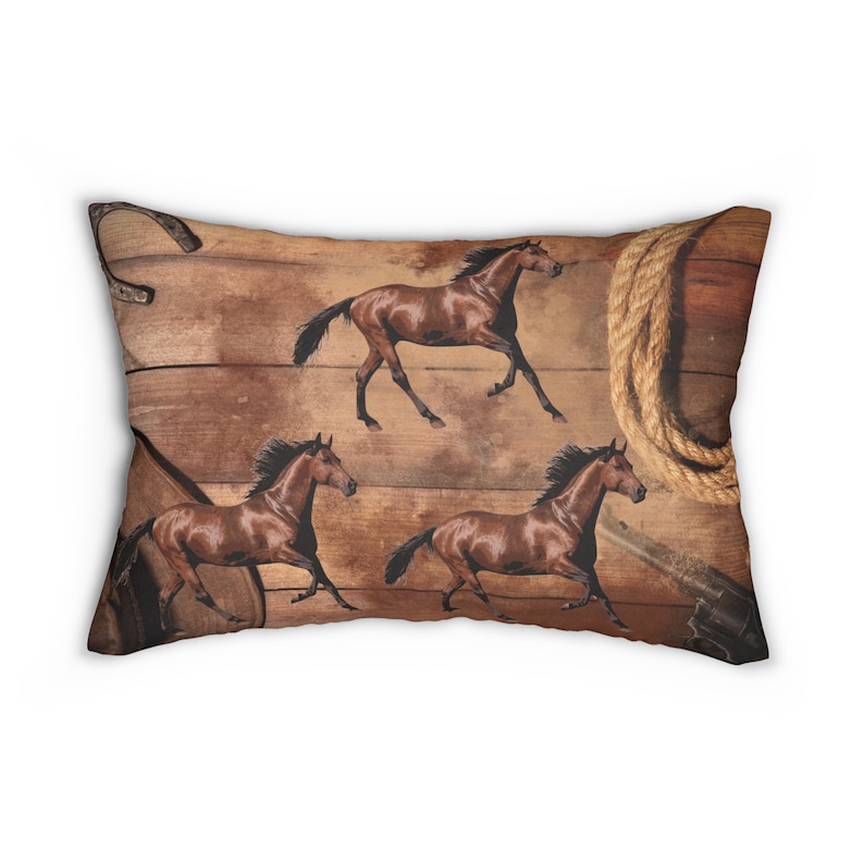 Cowboy Pillows Rodeo Cowboy Horses Lumbar Pillow Cowboy Throw Etsy