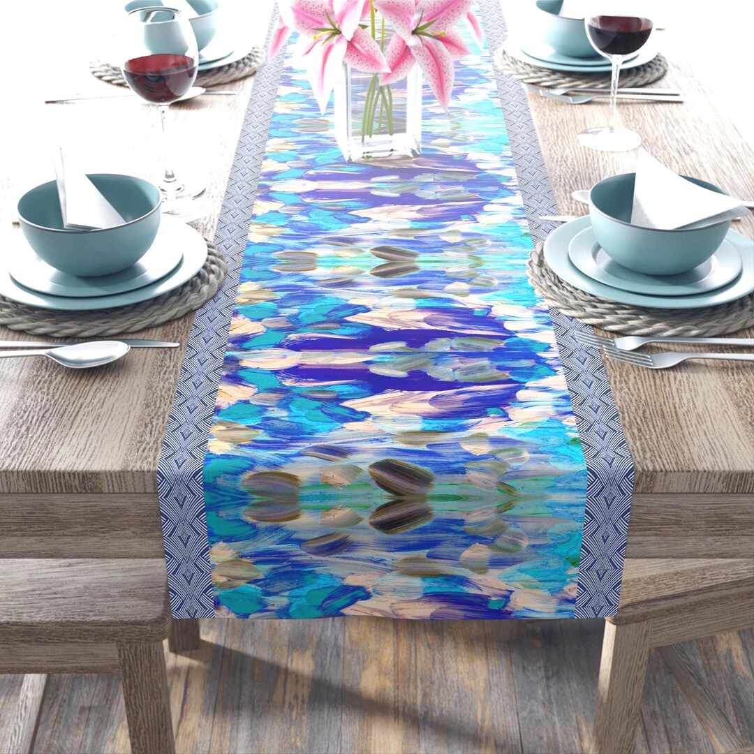 Acryllic Paint Art Table Runner Abstract Runner Art Work Topper Art ...