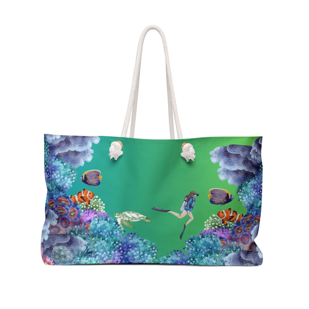Quilted Beach Bag Turtle Dreams Coral main image 0