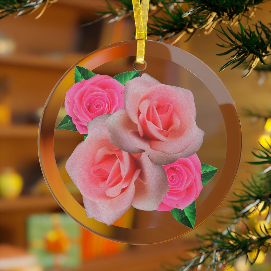 Rose Glass Ornament Rose Gift Rose Tree Ornament Rose Christmas ...