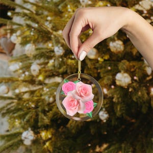 Rose Glass Ornament Rose Gift Rose Tree Ornament Rose Christmas ...