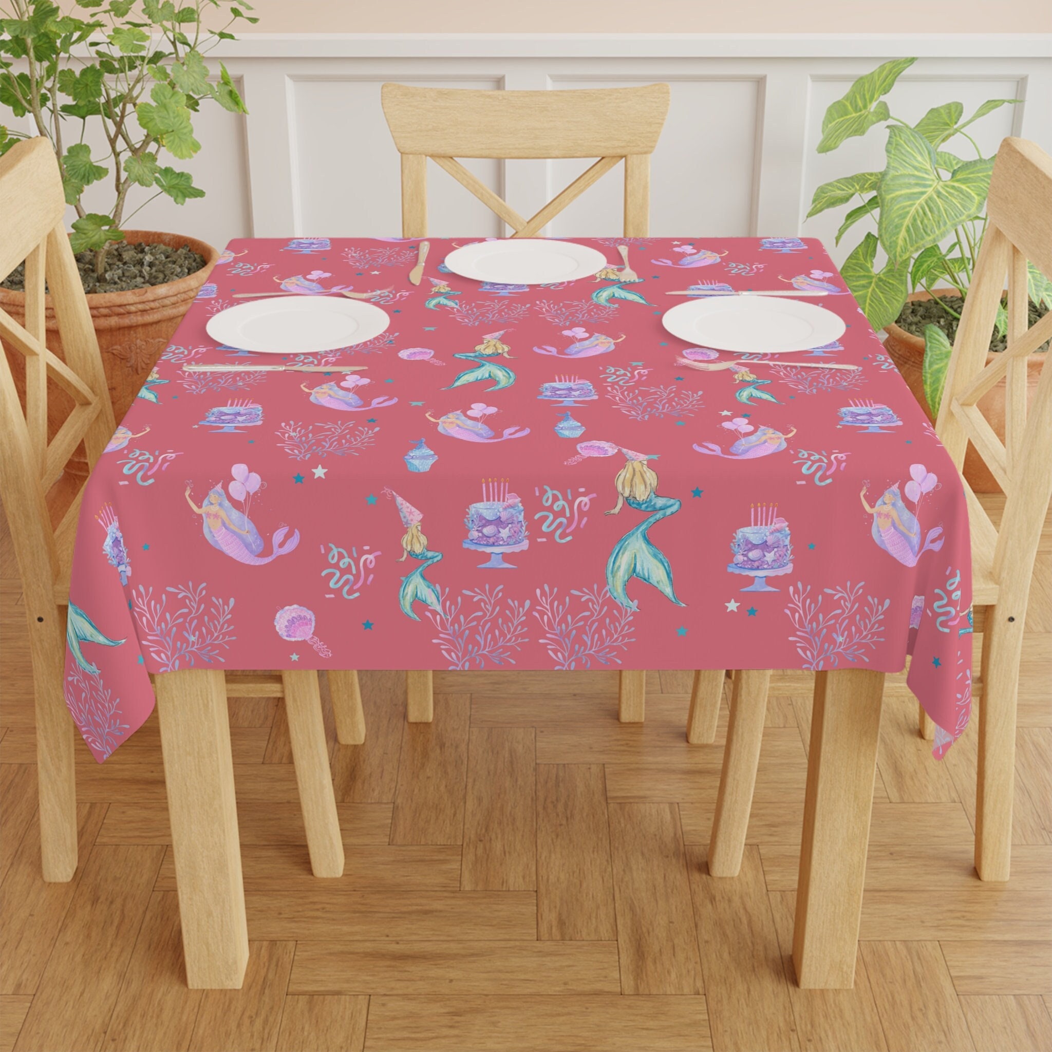 Mermaid Tablecloth Mermaid Birthday Tablecloth Mermaid Party Tablecloth Mermaid under Sea Party Table Mermaid Baby Shower