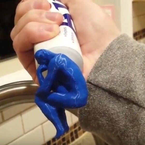 Pooping And Thinking Man Toothpaste Topper / Thinking Man Toothpaste Dispenser