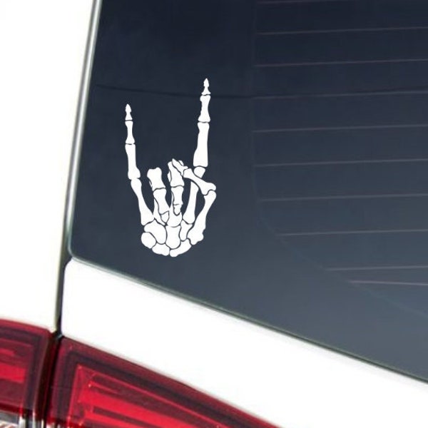 Rock n Roll Skeleton Hand Vinyl Car Decal, Weatherproof & Durable Sticker for Vehicles and More