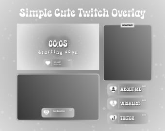Cute Simple Animated Twitch Overlay Pack (Digital Download)
