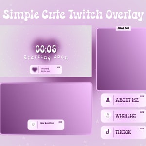 Pink Twitch Overlay Pack: Cute and Simple Streaming Overlay for Twitch Streamers - Digital Download