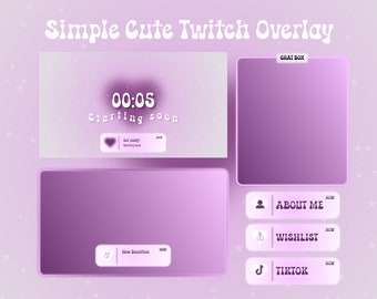 Paquete de superposiciones de Twitch con temática rosa: Pantallas de transmisión animadas (descarga digital)