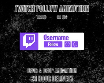 カスタムアニメーションTwitchフォローボタン、ソーシャルメディアの下部3分の1（デジタルダウンロード）