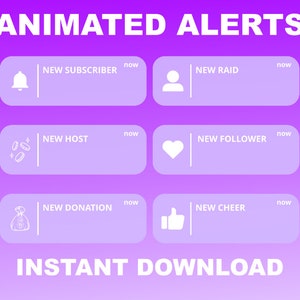 Twitch Overlay & Animated Streaming Alerts - Customizable Digital Download for Streamers