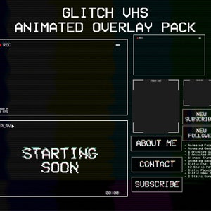 Twitch Glitch VHS Retro Overlay Pack for Streaming, RGB & Glitchy Effects - Digital Download, Retro Twitch Overlay