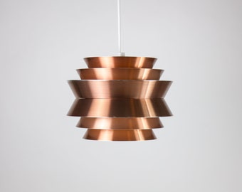 Pendant ceiling lamp, "Trava" series design by Carl Thore, 1960s, metal, multilayered