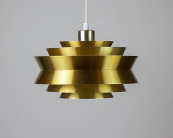 Pendant ceiling lamp, "Trava" design by Carl Thore, 1960s, metal, brass, multilayered 30 cm