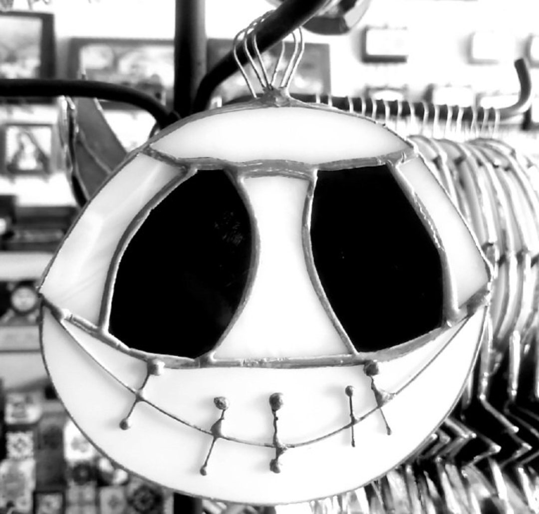 Jack Skellington Stained Glass Hanging Ornament Etsy