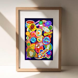 Lámina artística con pegatinas de frutas, decoración del hogar, regalo para la cocina, ilustración de frutas, inauguración de la casa, decoración de pared, arte mural ilustrado, tamaño A4/A3