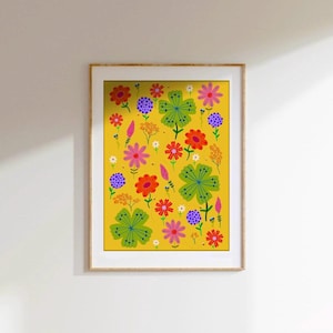 Floral Art Print: Vibrant Flower Illustration, Botanical Home Decor