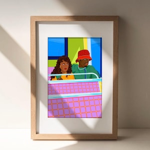 Lámina de amistad, decoración del hogar, regalo para su sala de estar, ilustración de retrato, inauguración de la casa, decoración de pared, ilustración de arte mural, A4
