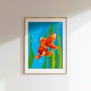 Lámina artística de peces, decoración del hogar, regalo para el dormitorio, ilustración de mascotas, inauguración de la casa, decoración de pared, ilustración de arte mural, póster A5, A4, A3