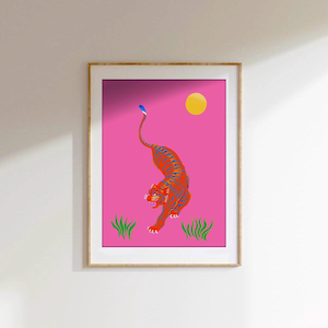 Lámina artística de tigre, decoración del hogar, regalo para el dormitorio, ilustración animal, inauguración de la casa, decoración de pared, ilustración de arte mural, tamaño A5, A4, A3