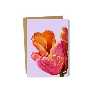 Biglietto d'auguri con tulipani, biglietti per lei, biglietto d'auguri colorato, interno vuoto, biglietto A6, biglietto di buon compleanno, biglietto di compleanno con fiori