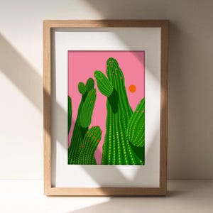 Kaktus Art Print, Dekoration, Geschenk für sie Schlafzimmer, Pflanzen Illustration, Hauseinweihung, Wanddekoration, Illustration Wandkunst, A5 A4 A3 Kunst