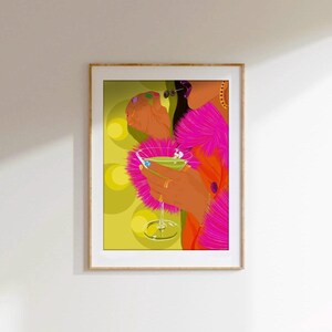 Lámina de Martini, decoración del hogar, regalo para la cocina, ilustración de moda, inauguración de la casa, decoración de pared, ilustración de arte mural, tamaño A5, A4, A3