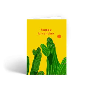 Carte de voeux cactus, cartes pour elle, carte de voeux colorée, intérieur vierge, carte A6, carte de joyeux anniversaire, carte d'anniversaire plante