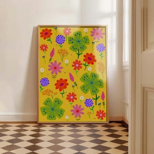 Flower Pattern Art Print: Modern Floral Illustration (Digital Download A4 PDF)