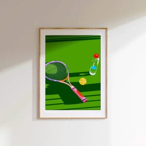 Lámina de tenis, decoración del hogar, regalo para su sala de estar, ilustración deportiva, inauguración de la casa, decoración de pared, ilustración de arte mural, tamaño A5, A4, A3