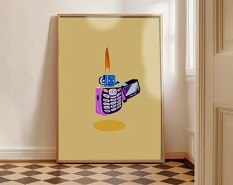 Eigenzinnige aansteker illustratie kunstafdruk, woondecoratie