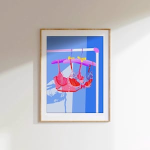 Impresión artística de lencería, decoración del hogar, regalo para el dormitorio, ilustración de sujetador, inauguración de la casa, decoración de pared, arte mural ilustrado, moda, A4